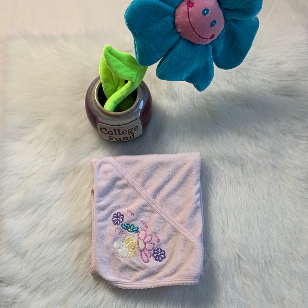 Embroidered Pink Baby Blanket